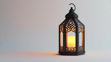 Elegant Ornate Lantern with Warm Candlelight on Minimalist Background photo