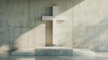 Clean and minimalist design of the cross with minimalist nature elements photo