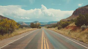 Copy space with a scenic road stretching into the distance photo