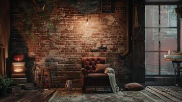 Cozy layout with brick texture. photo