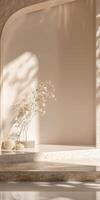 Minimalist Interior Design with Soft Natural Light and Elegant Decor Elements photo