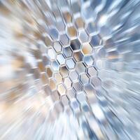Abstract Geometric Pattern with Hexagonal Shapes and Dynamic Motion Blur in Cool Tones photo