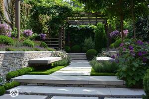 Modern Garden with Stone Pathway photo