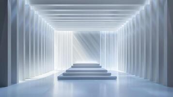 Streamlined display stage design against a clean and simple background photo