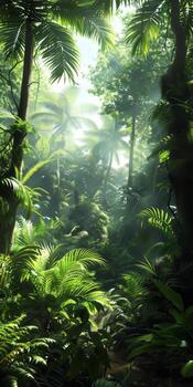 Tropical forest with ample space. photo