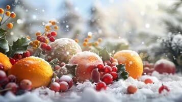Winter fruit scene showcasing overlays photo