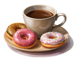 Coffee Time with Colorful Donuts png