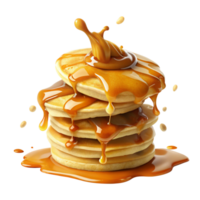 Pancakes Drizzled with a Splash of Caramel Syrup png