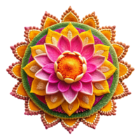 Elegant Lotus Flower Highlighted in a Rangoli Design png