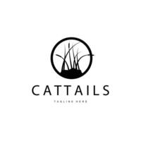 cattails plant logo silhouette vector