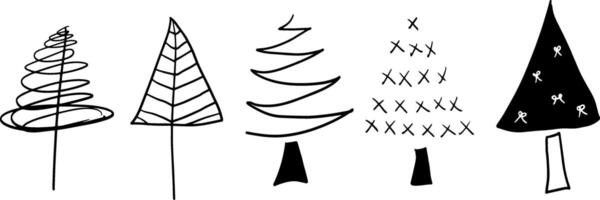 Simple Pine Tree Doodle Set for Forest and Nature Artwork vector