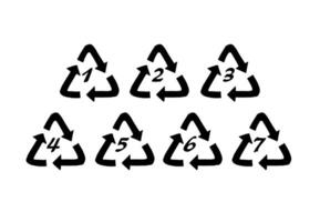 Set of sketch eco recycle types of plastic vector