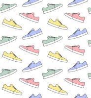 Seamless pattern of sketch skate sneaker vector
