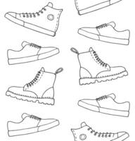 Seamless pattern of doodle sketch shoes vector
