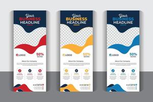 Professional Business roll up banner design, modern abstract background Business roll up pull up banner, x banner, signage advertising Colorful and Modern design. vector