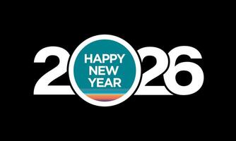 2026 Happy New Year Number Design with sunset view on number zero. vector