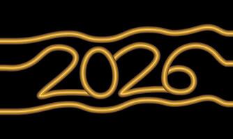 2026 Happy New Year Design with Golden Neon Concept. vector