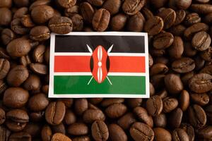 Kenya flag with shopping cart box on coffee beans, shopping online for imxport xmport. photo