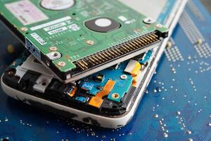 Repairing and upgrade circuit mainboard of notebook, electronic, computer hardware and technology. photo