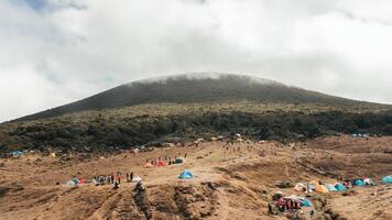 trip to the top of Mount Gede Pangrango, for camping together, National Park in West Java, Cianjur, July 21, 2019 photo