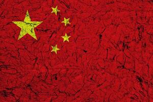 China background pattern template - Abstract stone concret wall texture in the colors of chinese flag photo