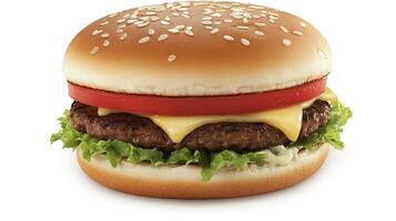 Relish a Fresh Burger with Juicy Tomatoes, Onions, and Lettuce photo