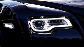 Close-up of headlight and front light with creative copy space photo