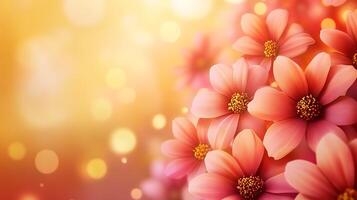 A mesmerizing close-up of flowers with intricate details and a glowing bokeh background photo