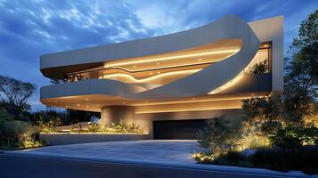 High-Resolution Real Estate Photography Showcasing a Home with Stunning Modern Architecture photo