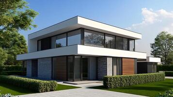 Innovative Architectural Design in High-Definition Real Estate Imagery of a Luxurious Home photo