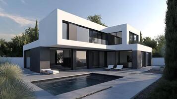 Captivating High-Resolution Photography of a Contemporary Real Estate Property with Bold Design photo