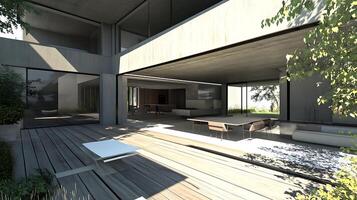 Captivating Modern Home with Stunning Architectural Design in Vibrant High-Resolution Imagery photo
