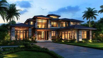 High-Resolution Real Estate Photo of a Luxurious Contemporary Home with Bold Features