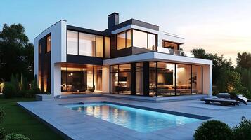 High-resolution imagery of innovative modern home design in real estate photo