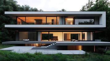 Luxurious modern home displayed in crystal-clear high-resolution imagery photo