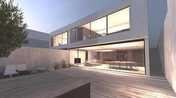 Luxurious duplex home architecture captured in high-resolution detailed imagery photo
