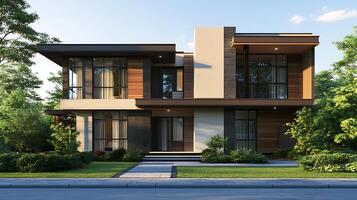 Luxurious modern duplex house design showcased in high-resolution detail photo