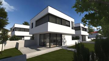 High-resolution image of a sleek and luxurious modern duplex house design photo