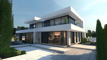 High-definition image of a beautifully crafted and detailed modern duplex house photo