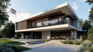 Luxurious modern duplex architecture displayed in exquisite high-resolution imagery photo