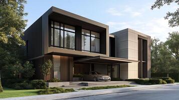 High-resolution showcase of sleek and detailed modern duplex house design photo