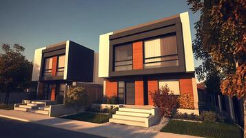 Beautifully Captured High-Resolution Image of a Sleek Modern Duplex Home photo