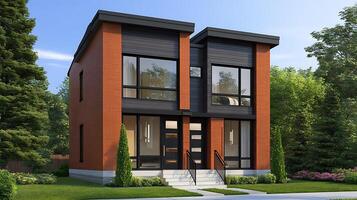 Stunning High-Definition Image of a Stylish Modern Duplex Residence photo