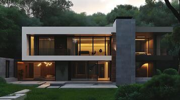 High-definition architectural image of a sophisticated modern duplex home design photo