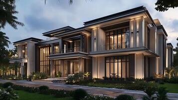 Sophisticated and elegant modern residential house captured in high-definition photography photo