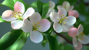 Captivating Image of Realistic Flowers and Tree Branch in Stunning Close-Up photo