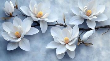 Artistic Close-Up Shot of Realistic Flowers Resting on a Tree Branch photo