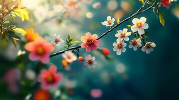 Tranquil Close-Up of Blossoms Swaying Gently on a Tree Branch photo