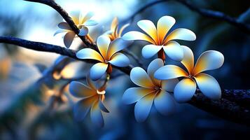 Blossoms Adorning a Tree Branch in a Close-Up Artistic Display photo