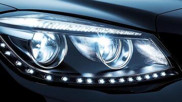 An Artistic Look at Reflections in a Car Clear Glass Headlights photo